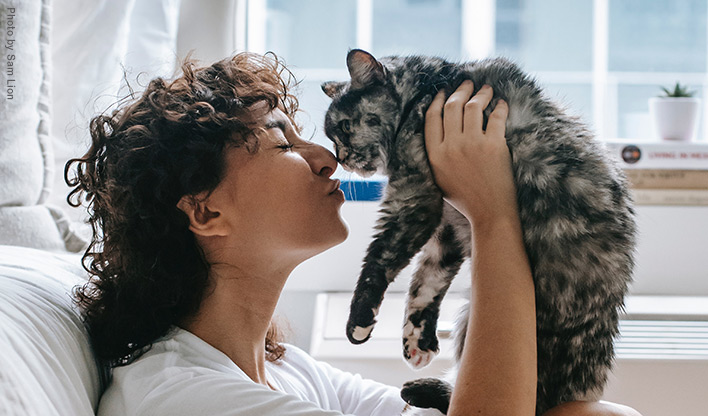 cat with owner