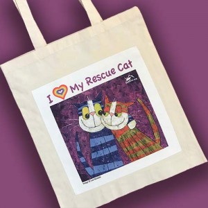 Bag - I Love My Rescue Cat (natural cotton tote)